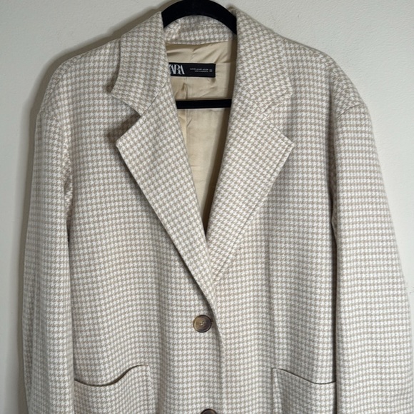 Zara Tan and White Houndstooth Blazer Size XS - Picture 4 of 7